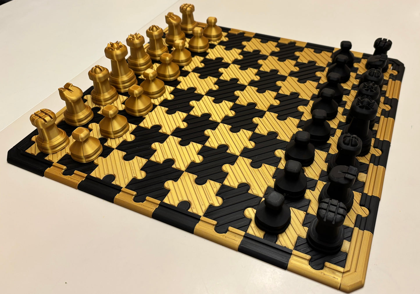 Black and Gold Puzzle Chess Set (Large 3D Print) Great Gift for University of Missouri Fans