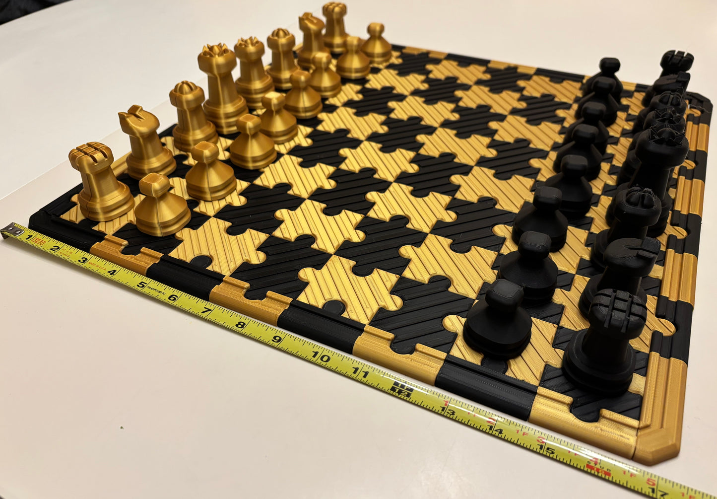 Black and Gold Puzzle Chess Set (Large 3D Print) Great Gift for University of Missouri Fans